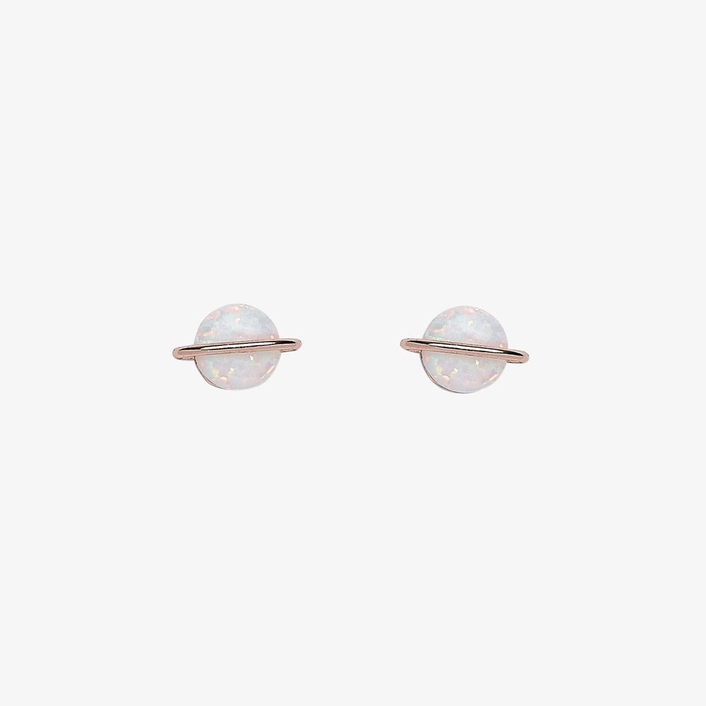 Puravida Opan Saturn Stud Earring- Rose Gold