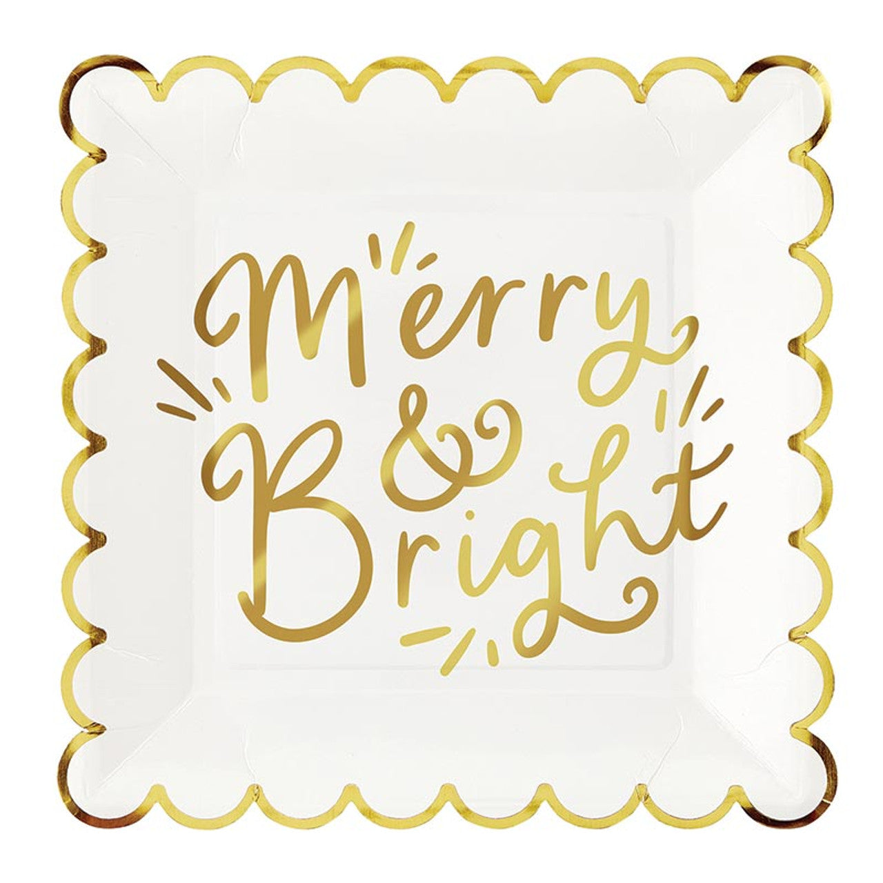 Slant "Merry & Bright" Scallop Square Plates (pack of 8)