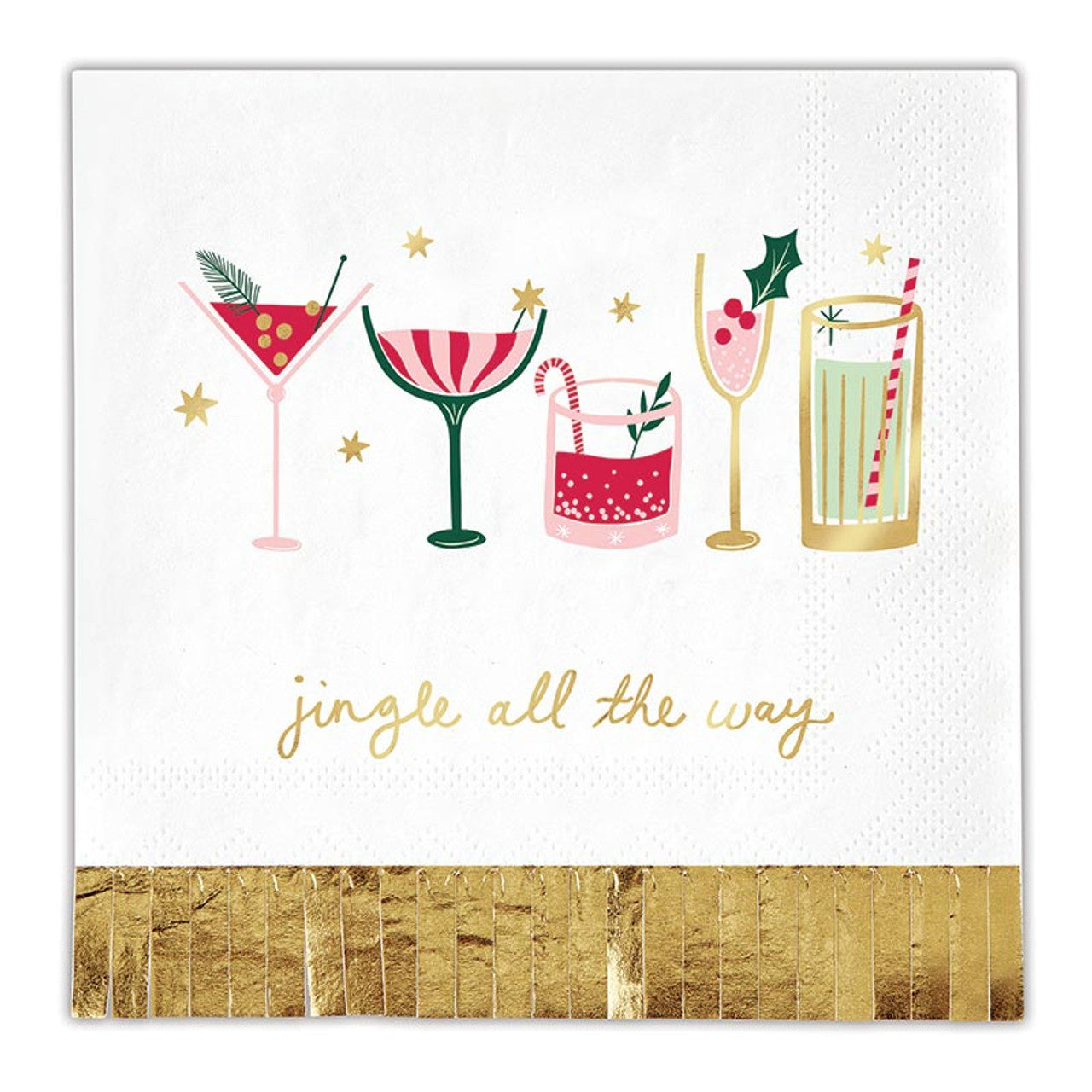 Slant "Jingle All the Way" Foil Fringe Napkins (pack of 20)