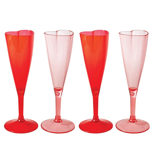 Slant Acrylic Heart Champagne Flute - Set of 6