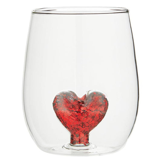 Slant "Glitter Heart" Wine Glass