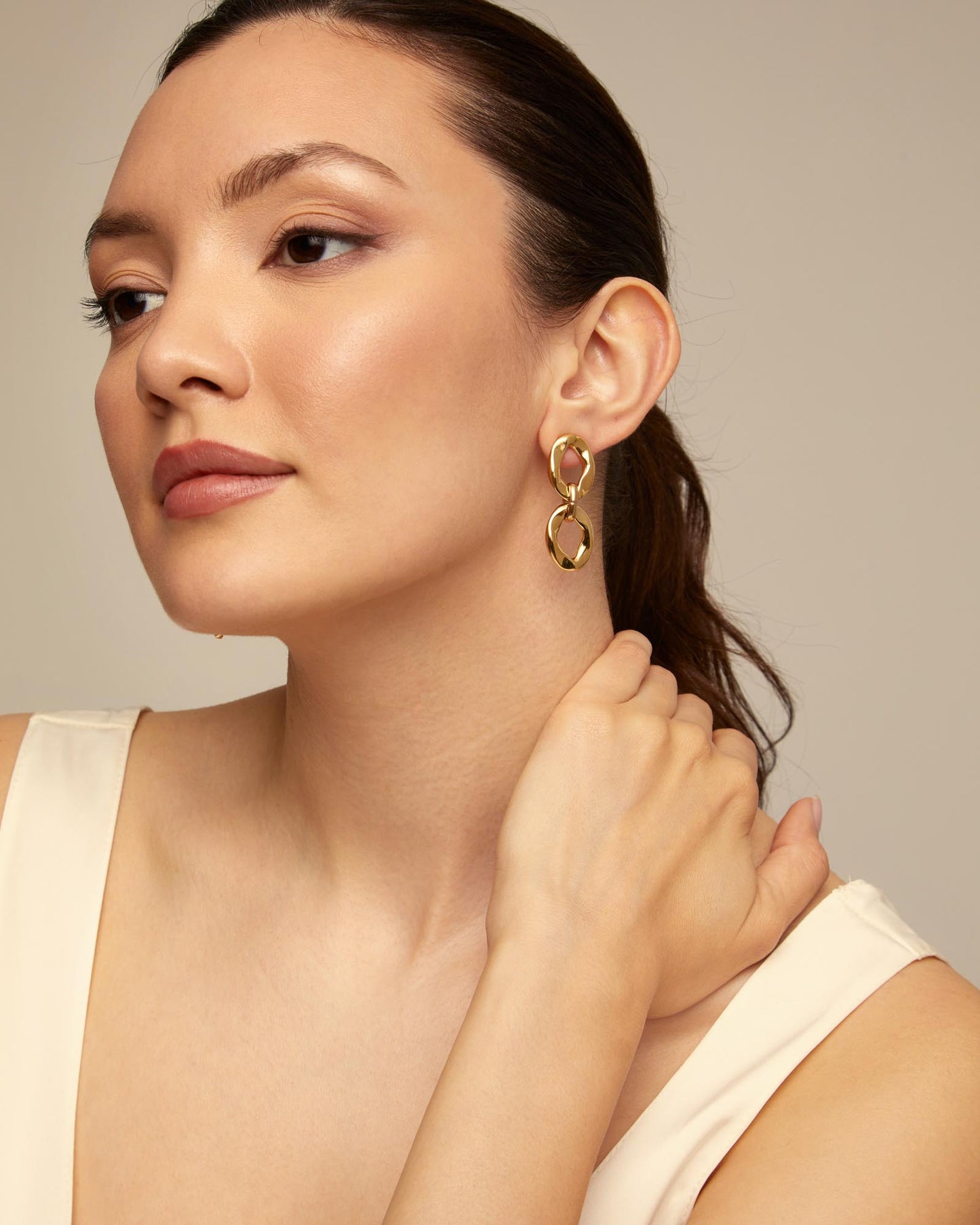 Uno de 50 "Groovy" Earrings-Gold