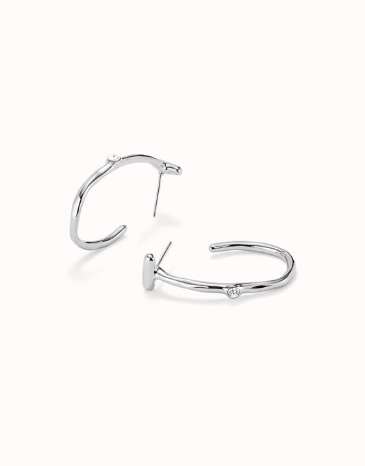 Uno de 50 "Be Indomitable" Hoop Earrings-Silver/Clear CZ