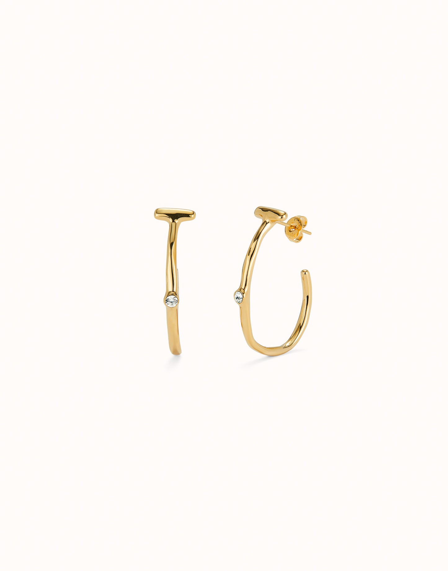 Uno de 50 "Be Indomitable" Hoop Earring-Gold/White CZ