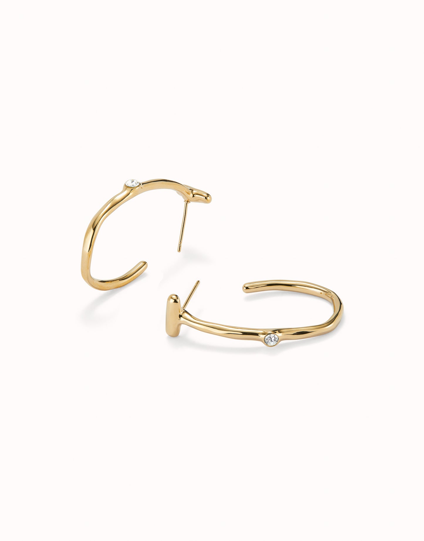 Uno de 50 "Be Indomitable" Hoop Earring-Gold/White CZ