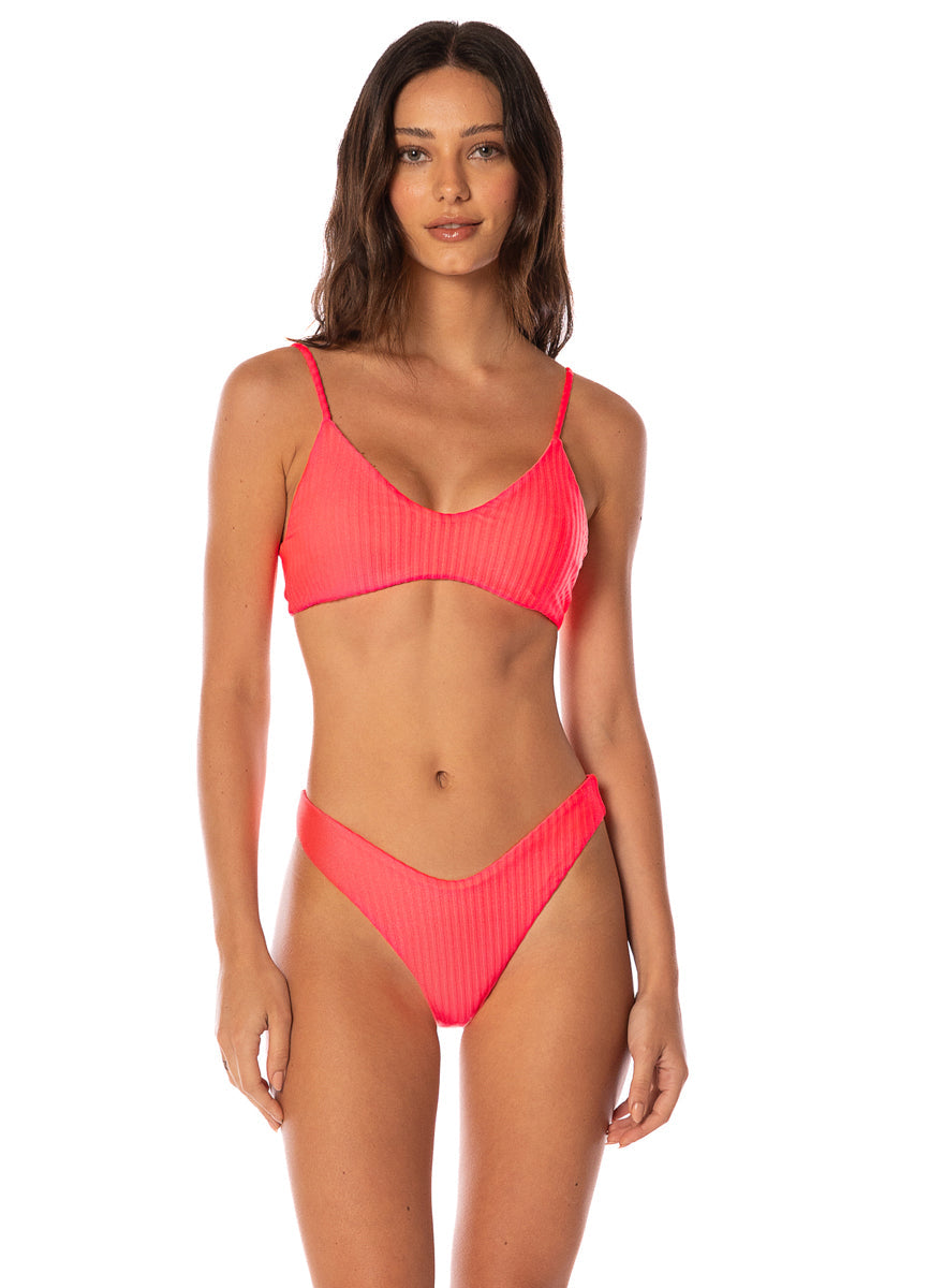Maaji Swimwear "Flame Coral" Liberties Classic Bralette Bikini Top