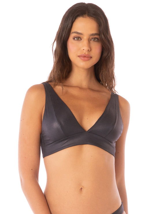 Maaji Swimwear "Onyx Black" Paradisial Long Line Triangle Bikini Top