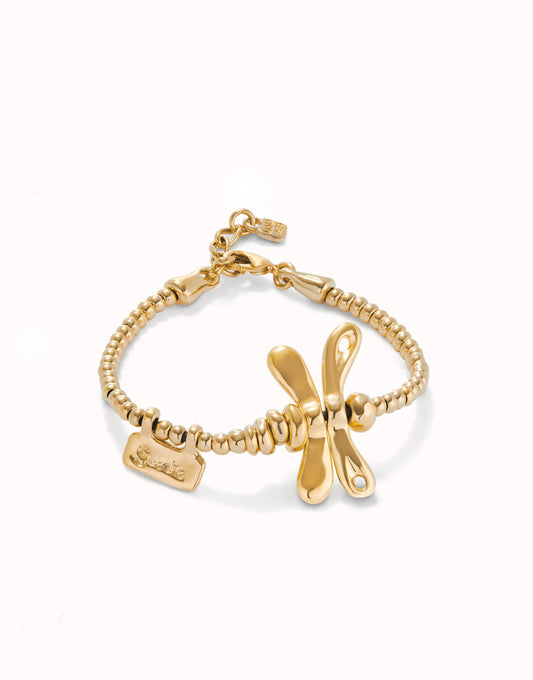 Uno de 50 "To be Rebelled" Dragonfly Bracelet-Gold