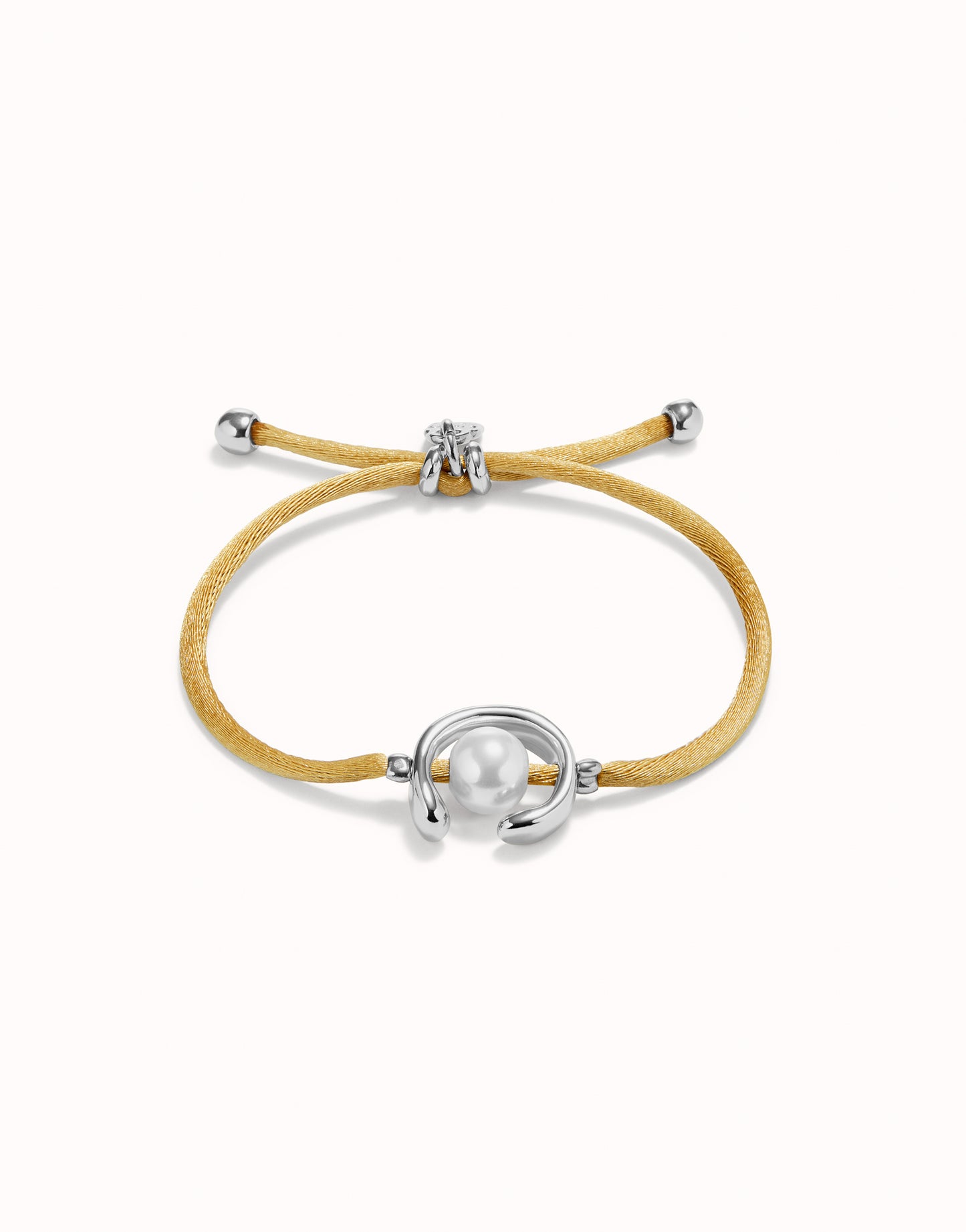 Uno de 50 "To Be Different" Satin Cord Bracelet-Silver/Camel