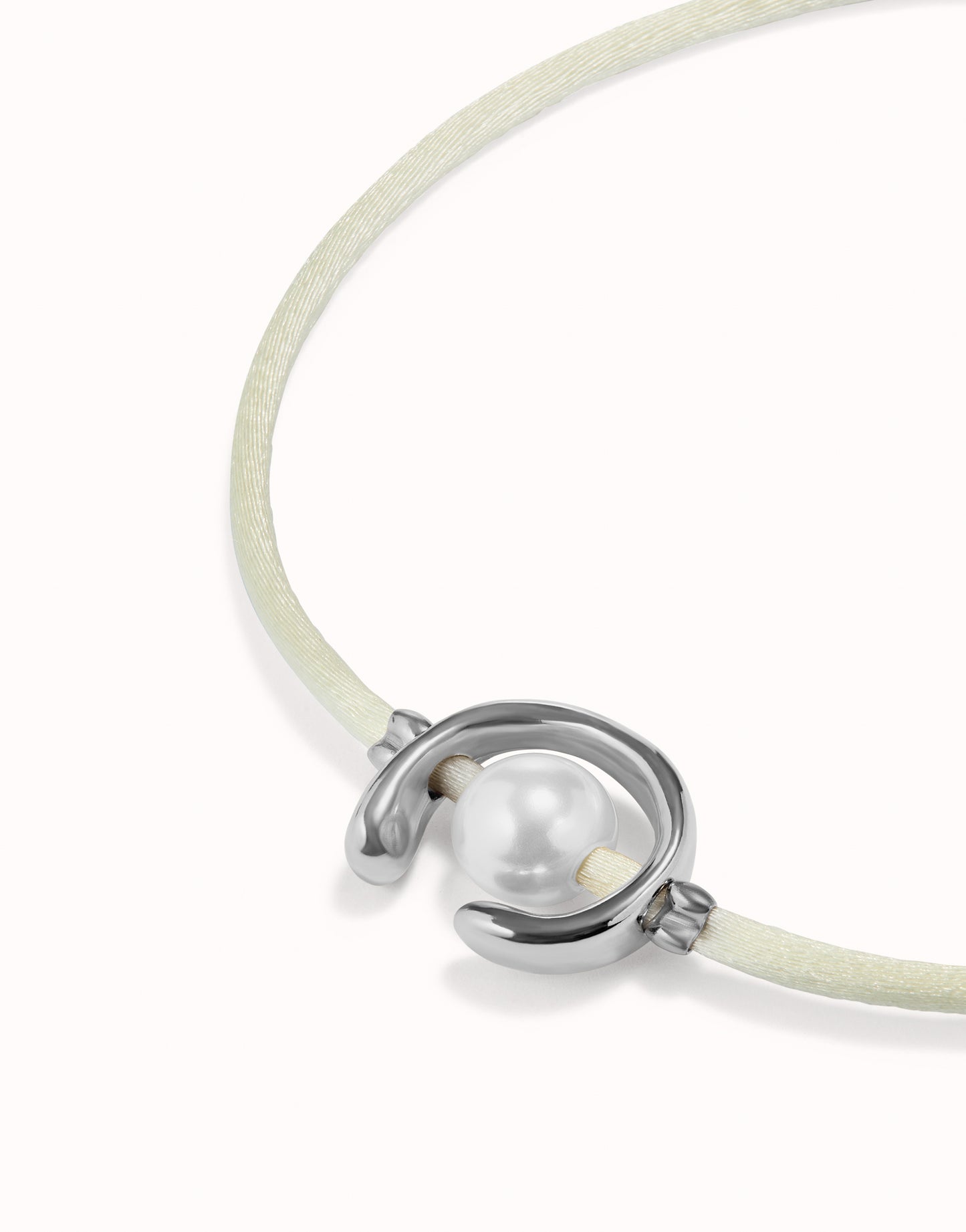 Uno de 50 "To Be Different" Satin Cord Bracelet-Silver/Cream