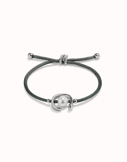 Uno de 50 "To Be Different" Satin Cord Bracelet-Silver/Grey