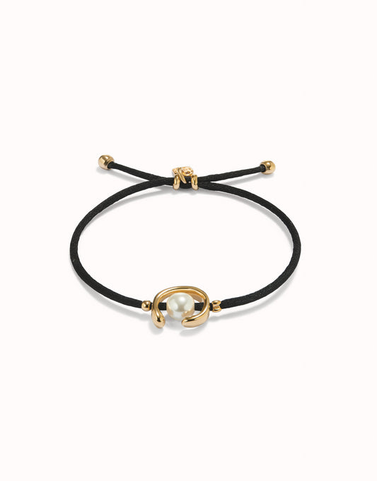 Uno de 50 "To Be Different" Satin Cord Bracelet-Gold/Black