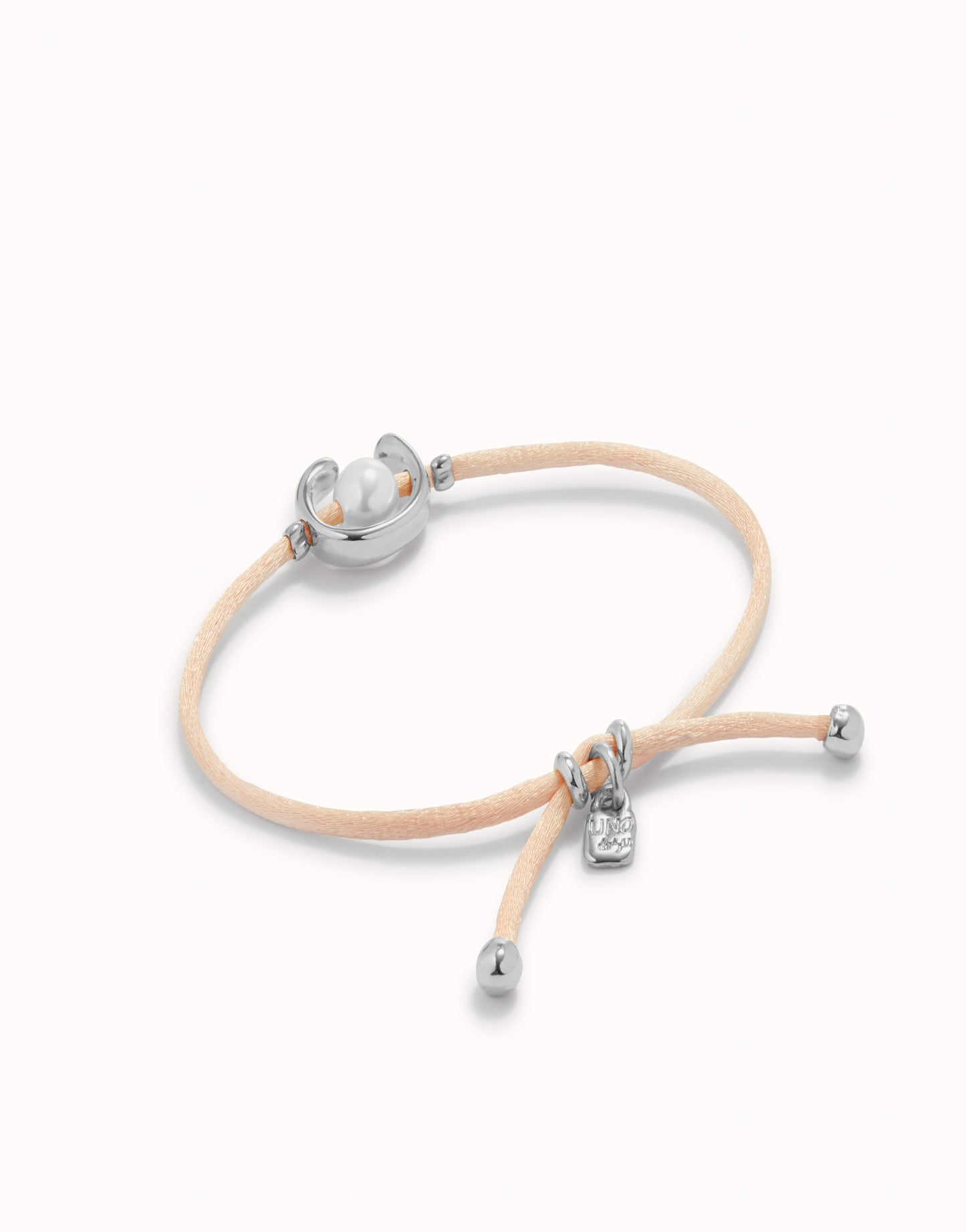 Uno de 50 "Be Different" Satin Cord Bracelet-Silver/Salmon