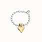 Uno de 50 "Palpito” Bead Bracelet with Heart Detail-Silver/Gold