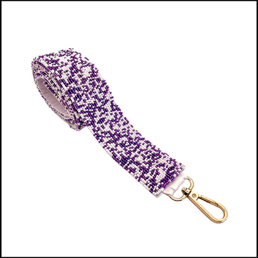 Game Day Luxe "The Courtney" Beaded Confetti Strap-Purple/White