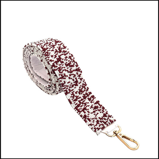 Game Day Luxe "The Courtney" Beaded Confetti Strap-Maroon/White