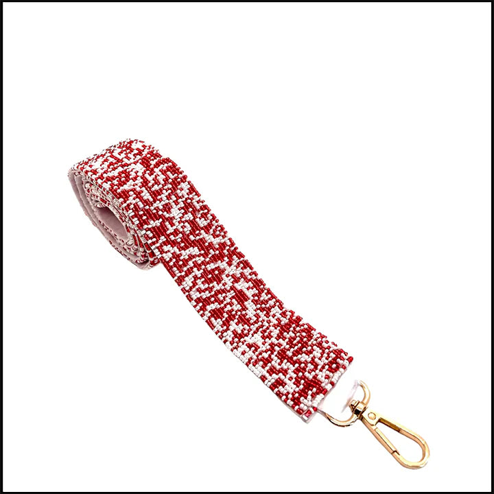 Game Day Luxe "The Courtney" Beaded Confetti Strap - Red and White