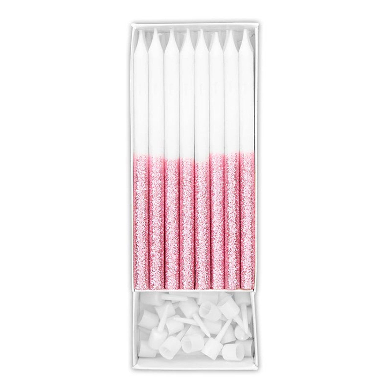 Slant Birthday Candles - Pink Glitter Dip
