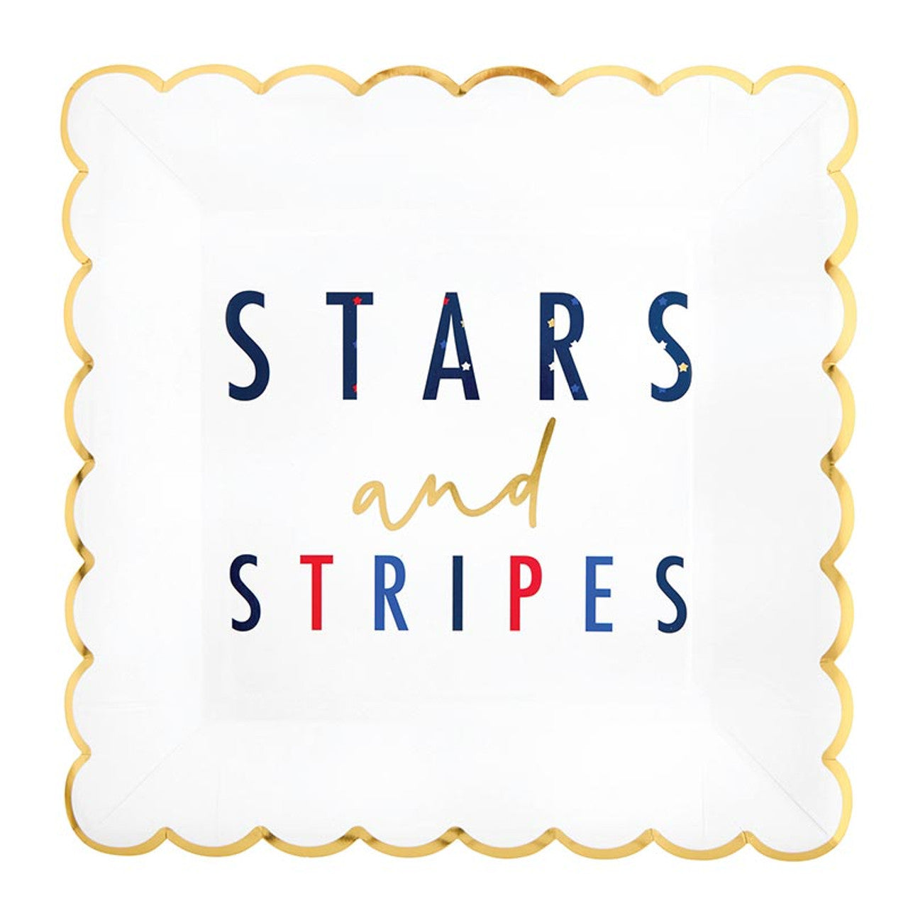 Slant Scalloped Paper Plate-4th of July