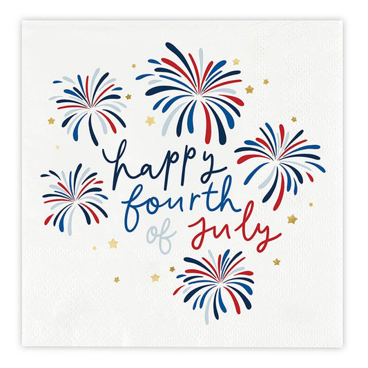 Slant "Happy Fourth of July" Foil Beverage Napkins (pack of 20)