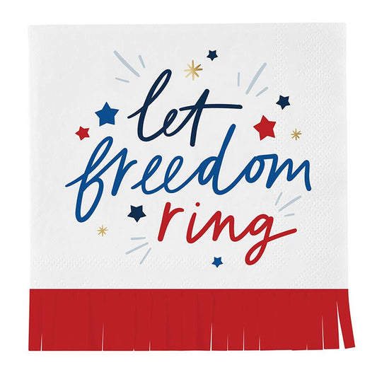 Slant "Let Freedom Ring" Foil Fringe Napkins (pack of 20)