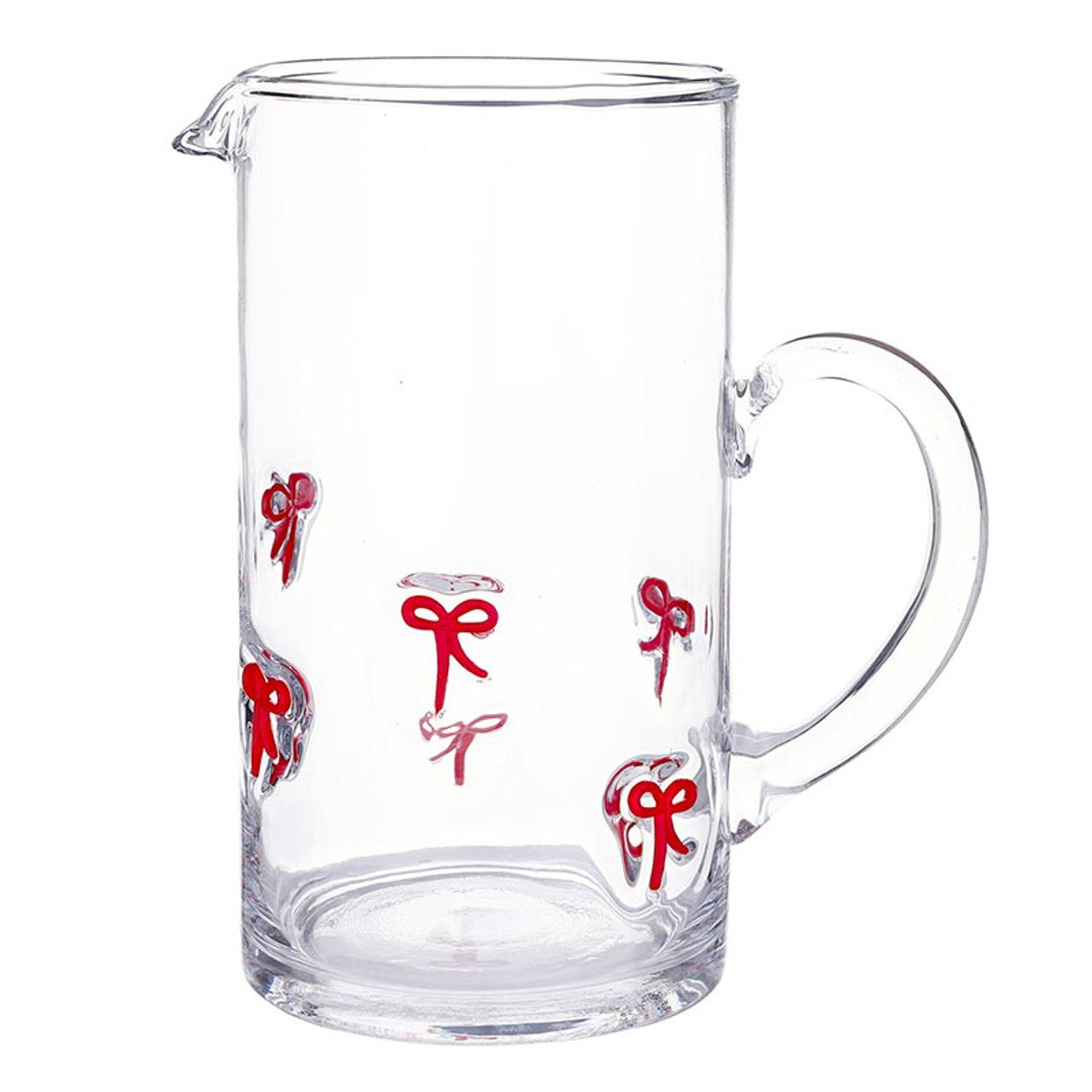 Slant "Red Bow" Glass Pitcher
