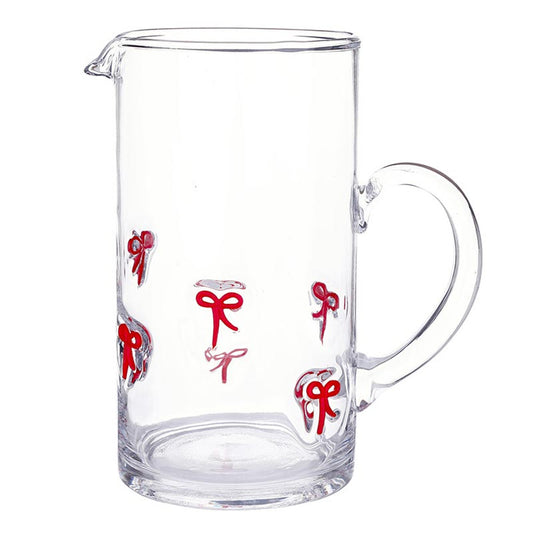 Slant "Red Bow" Glass Pitcher