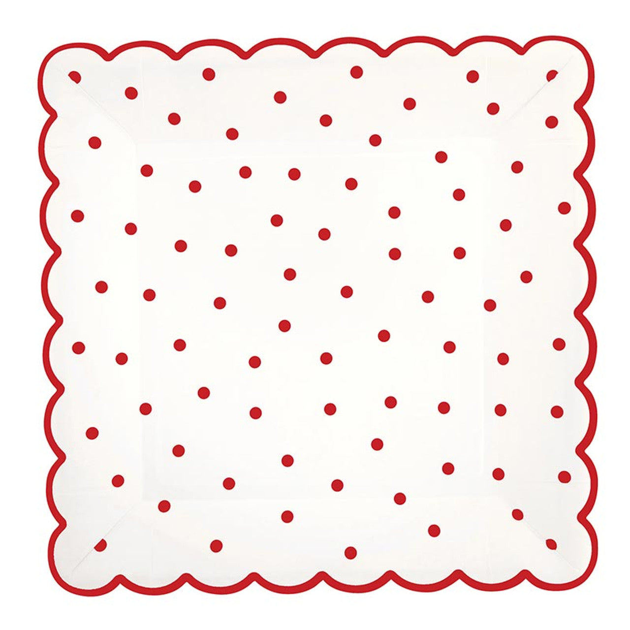 Slant Scalloped Paper Plates - Red Dot - 8ct