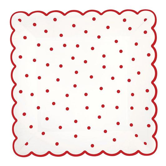 Slant Scalloped Paper Plates - Red Dot - 8ct