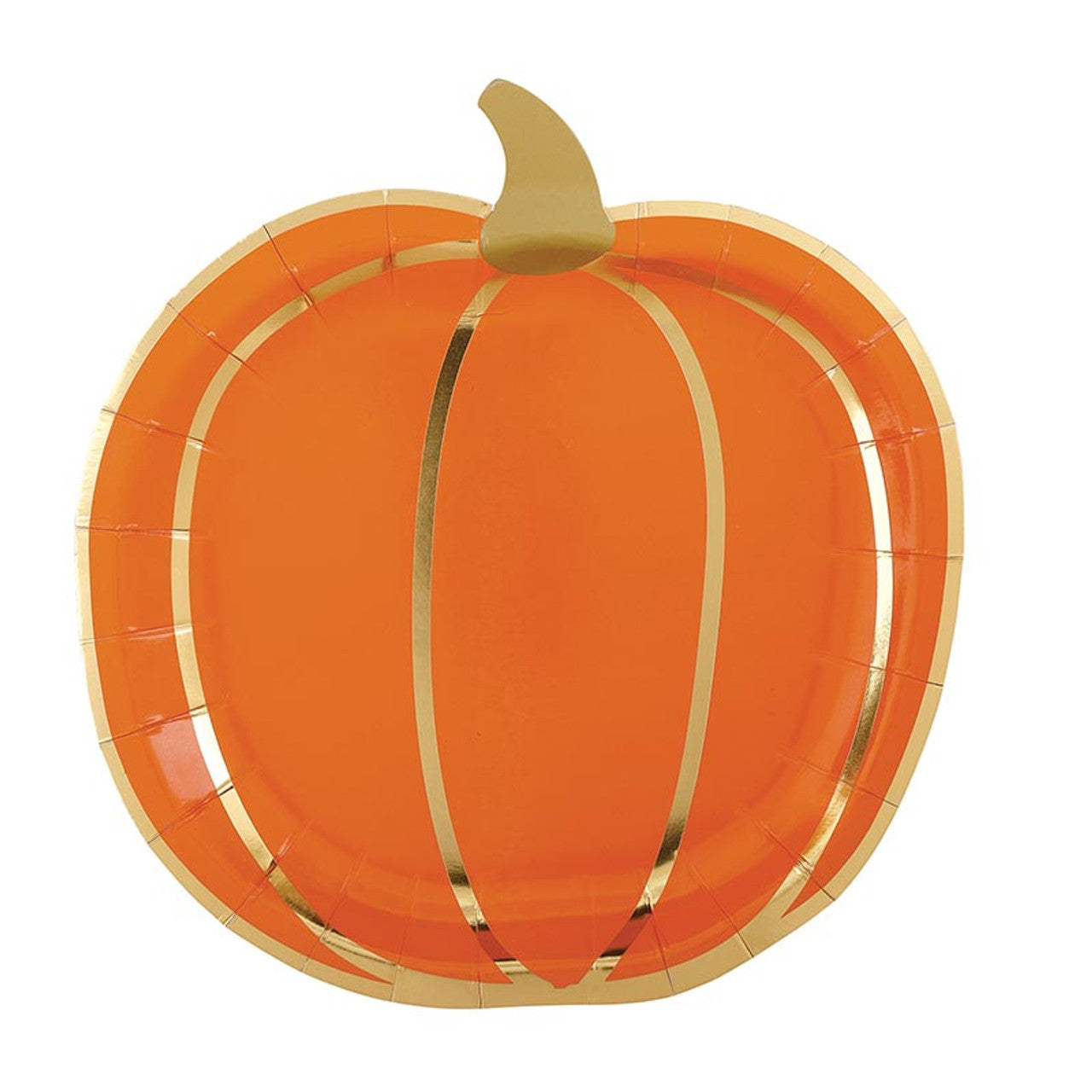 Slant Foil Shaped Paper Plates - Multicolor Pumpkins - 8ct