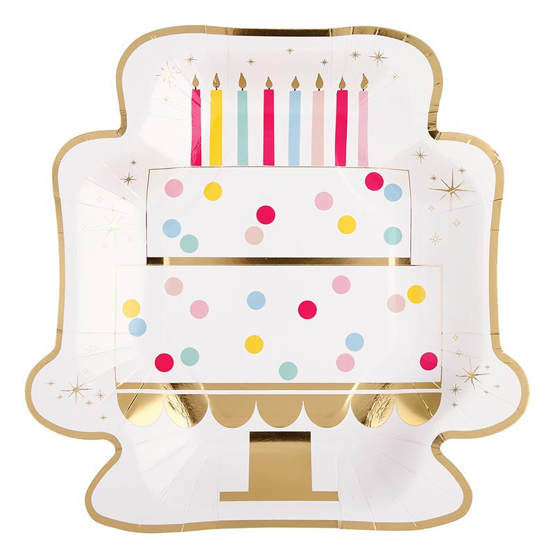 Slant Foil Shaped Paper Plates - Confetti Cake - 8ct