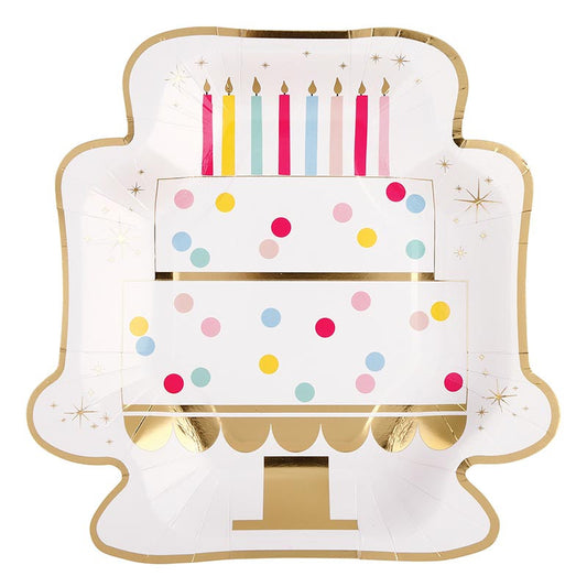 Slant Collections Foil Shaped Paper Plates - Confetti Cake - 8ct