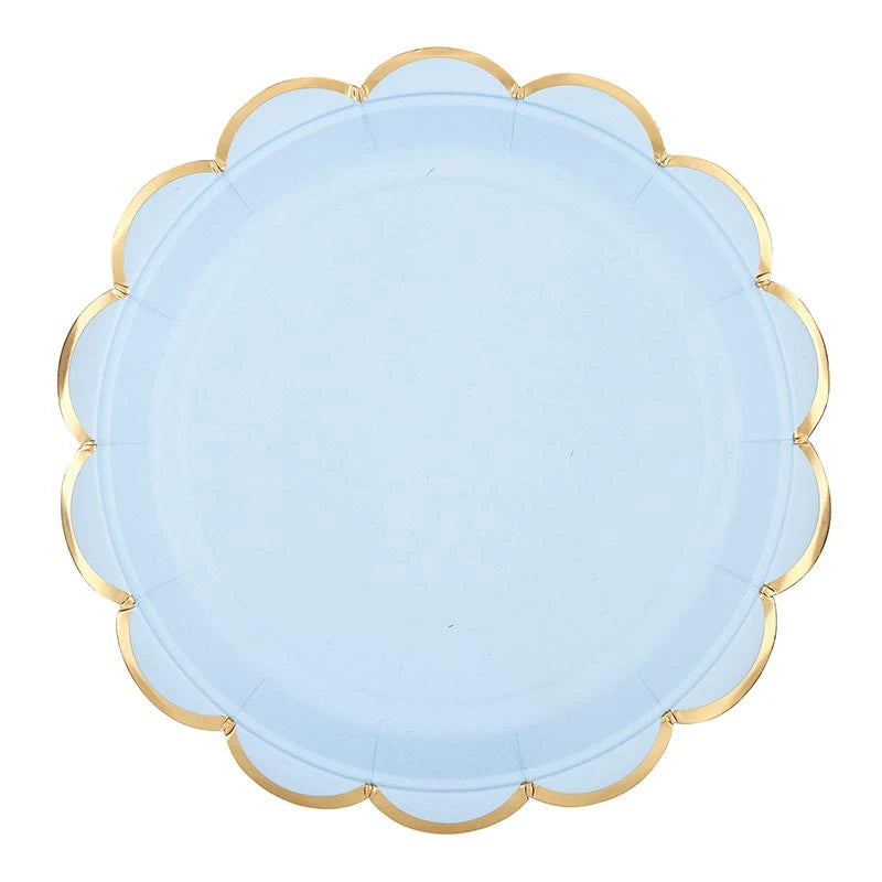 Slant Foil Scalloped Paper Plates - Confetti