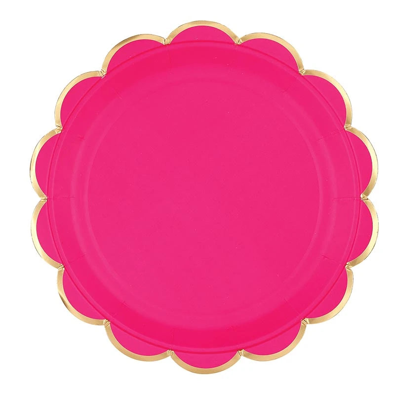 Slant Foil Scalloped Paper Plates - Confetti