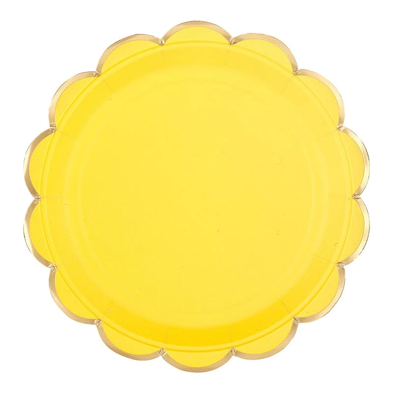 Slant Foil Scalloped Paper Plates - Confetti