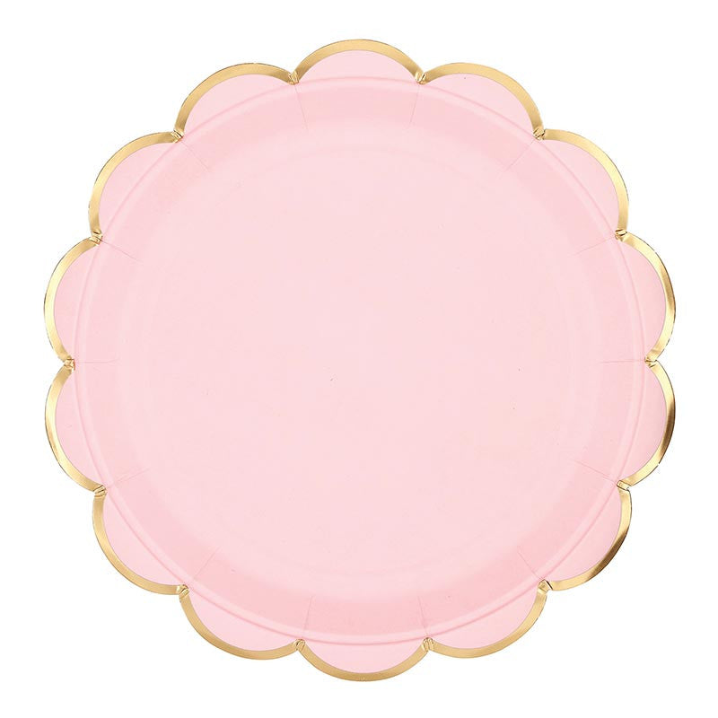 Slant Foil Scalloped Paper Plates - Confetti