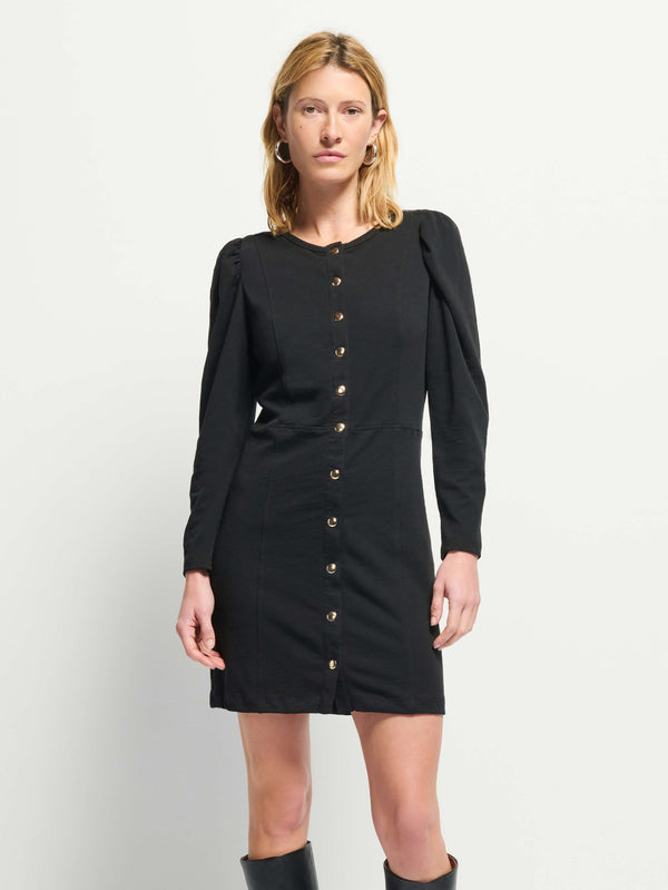 Nation LTD "Rae" Placket Front Dress-Jet Black