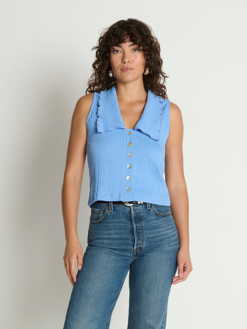 Nation LTD "Rae" Collared Tank-Cornflower