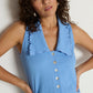Nation LTD "Rae" Collared Tank-Cornflower