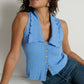 Nation LTD "Rae" Collared Tank-Cornflower