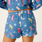 PJ Salvage "Howdy Holidays" Pajama Shorts-Cowboy Boots & Stars Print