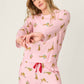 PJ Salvage "Very Merry Wild for the Holidays" L/S Pajama Top-Pink Orchid