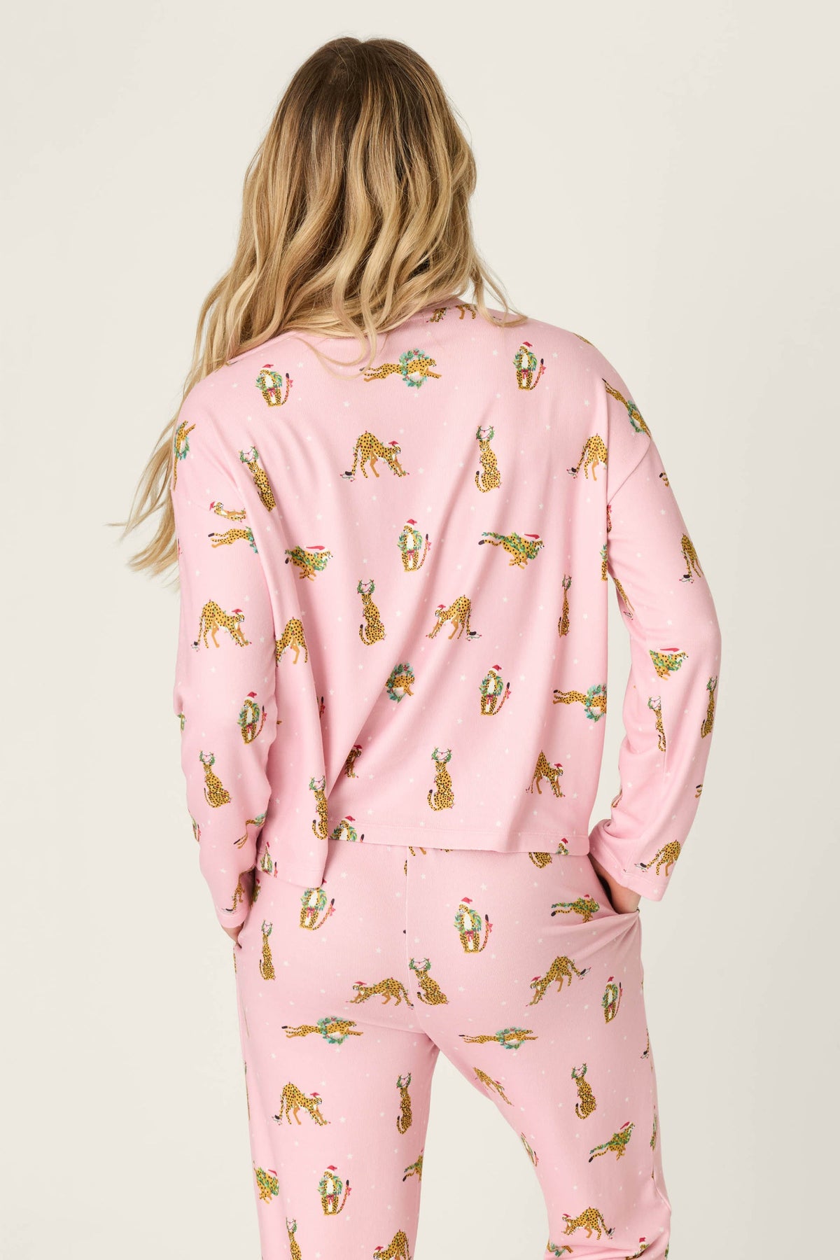 PJ Salvage "Very Merry Wild for the Holidays" L/S Pajama Top-Pink Orchid