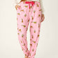 PJ Salvage "Very Merry Wild for the Holidays" Banded Jogger Pajama Pant-Pink Orchid