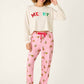 PJ Salvage "Very Merry Wild for the Holidays" Banded Jogger Pajama Pant-Pink Orchid