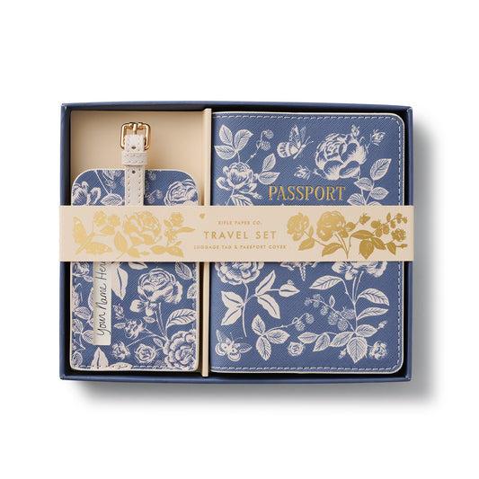Rifle Paper Co. "English Rose" Passport & Luggage Tag Set