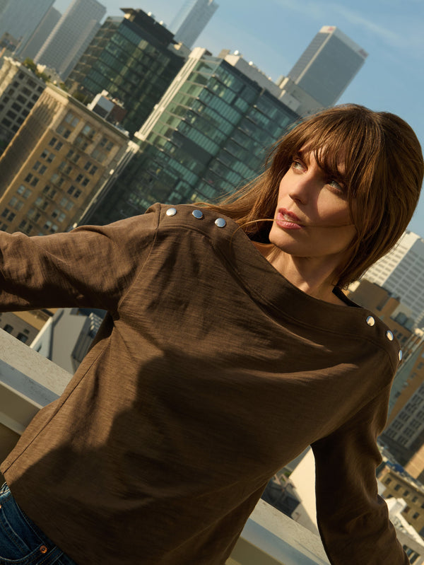 Nation LTD "Rochelle" Boatneck Tee-Espresso