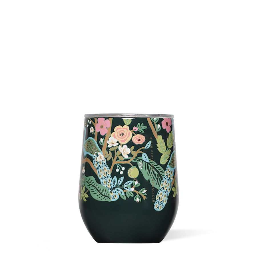 Corkcicle x Rifle Paper Co. “Peacock” Blue - 12oz Stemless Tumbler