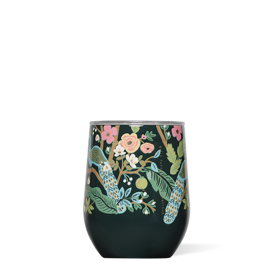 Corkcicle x Rifle Paper Co. “Peacock” Blue - 12oz Stemless Tumbler