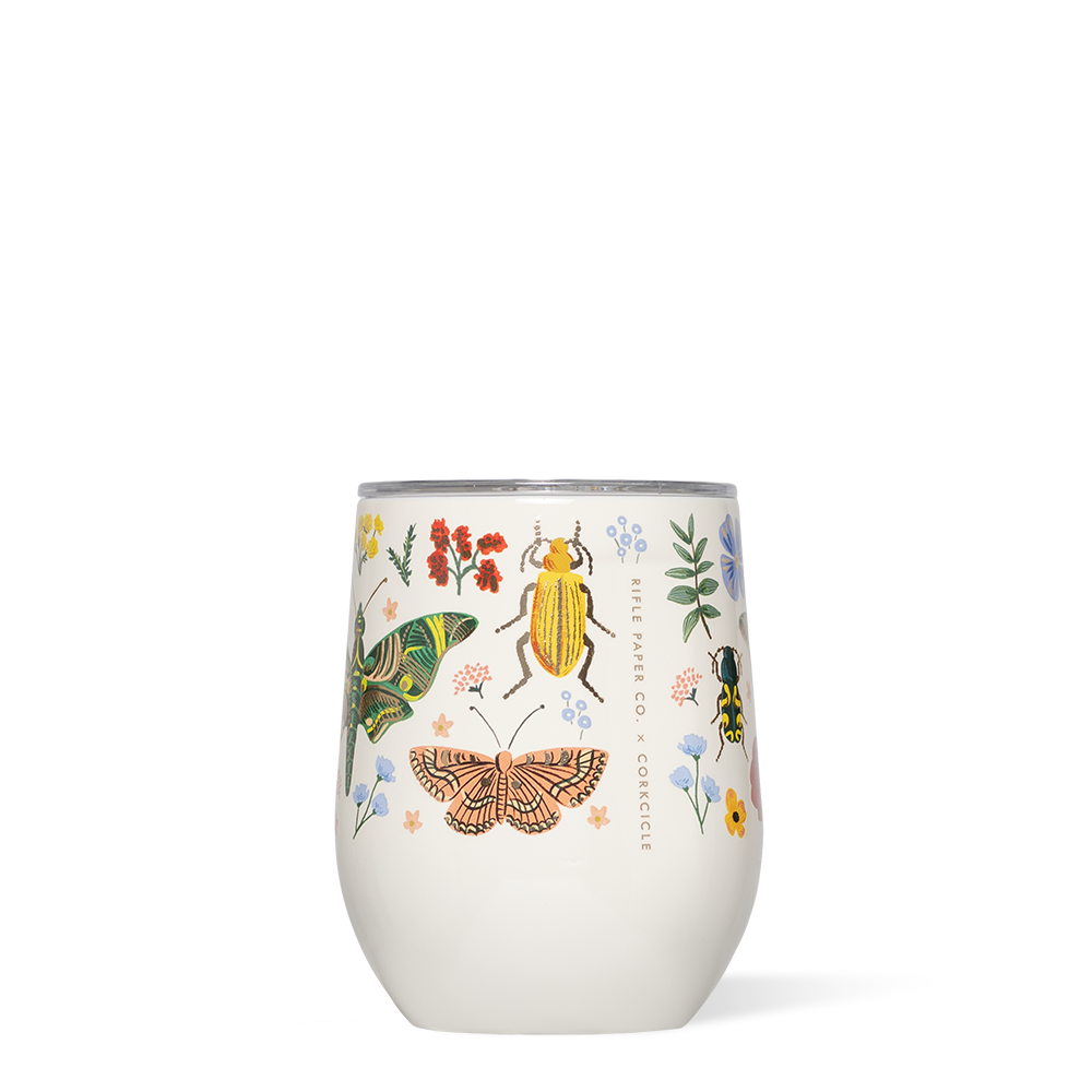 Corkcicle x Rifle Paper Co. “Curio Cream”- 12oz Stemless Tumbler